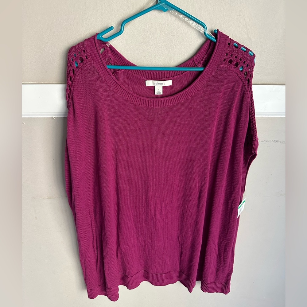 Sejour Fuchsia Knit Blouse Size 3X NWT